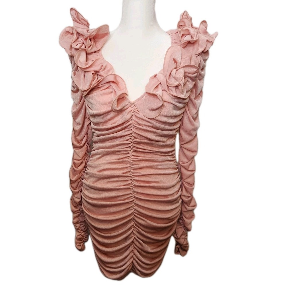 Amable by Mable Anthropologieโ Rose Pink Rouched Party Body-con Dress Size M NWT